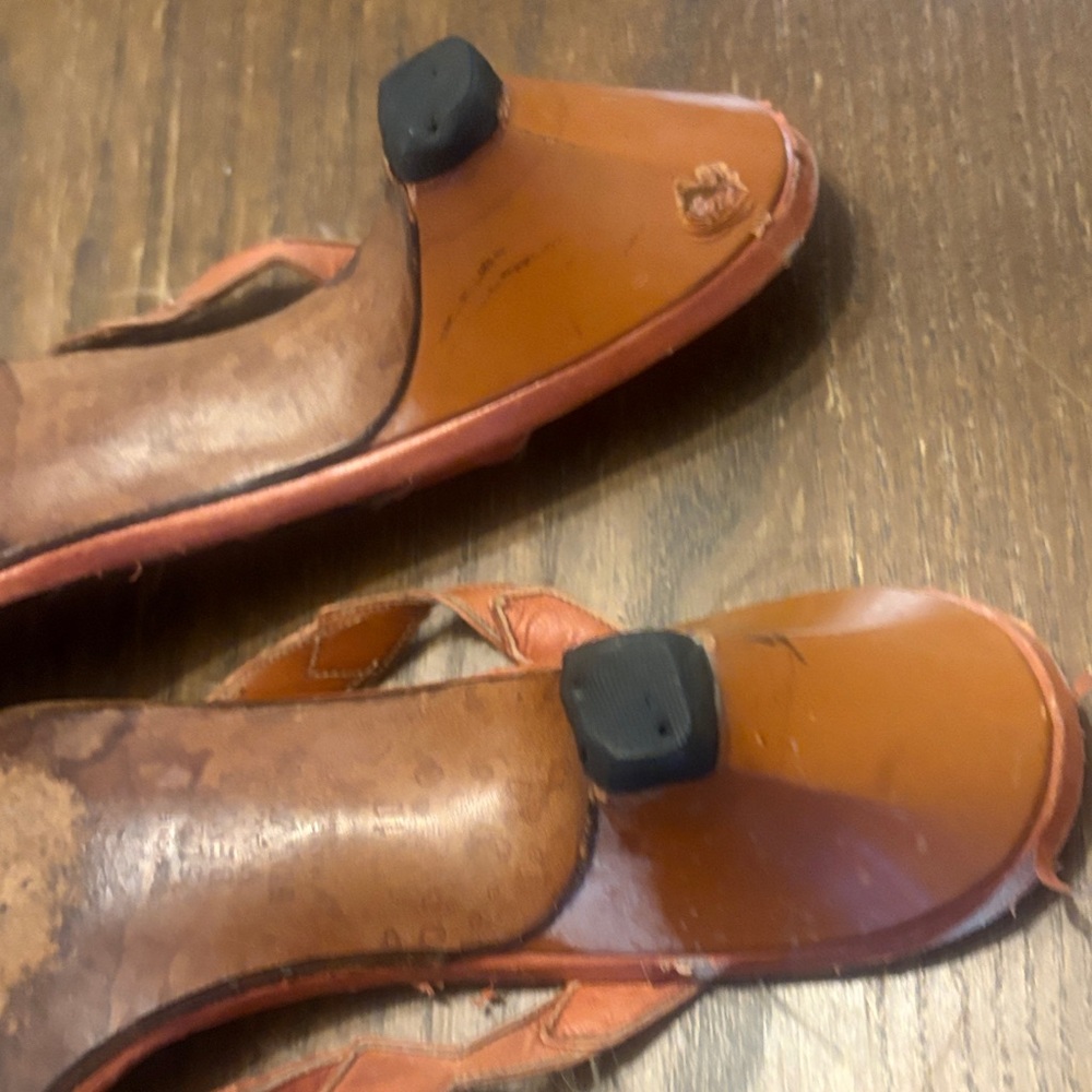 Susan Bennis/Warren Edwards Rustic Brown Braided Leather Slingback Heels - Picture 5 of 11